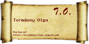 Tormássy Olga névjegykártya